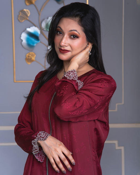 Burgundy Blossom Co-ord Set